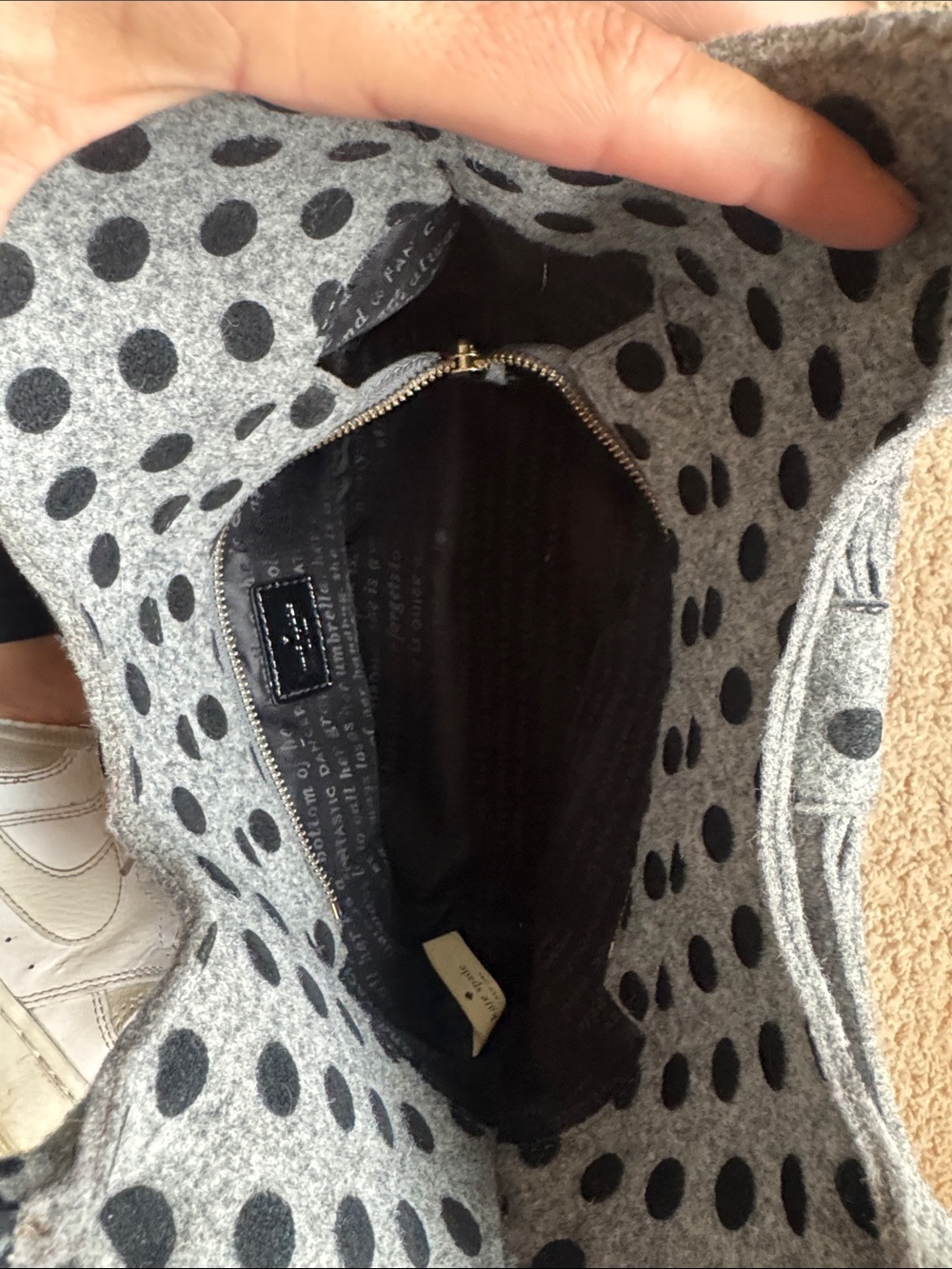kate spade Gray and Black Polka Dot Bow Shoulder Bag - Picture 4 of 7